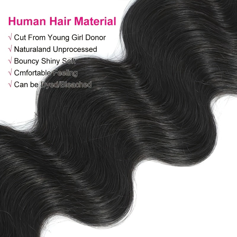 Body Wave Bundles With Closure Human Hair Weave Bundles Unprocessed Virgin Hair Extensions With Closure Natural Color 3 Bundles With 5x5 Closure Free Part